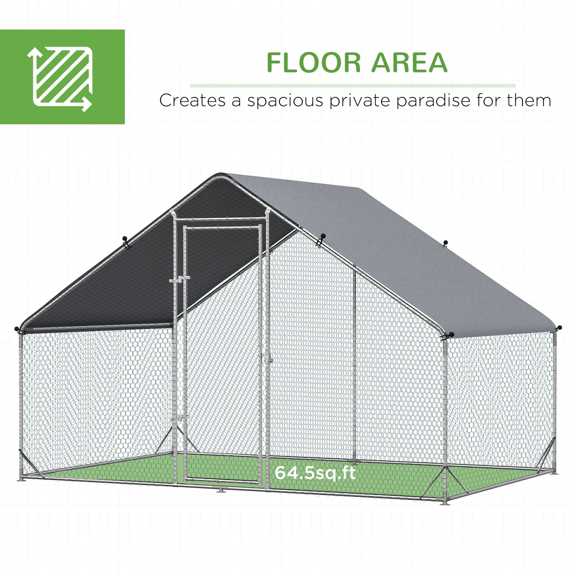 9.8' x 6.6' x 6.6' Chicken Coop Cage, Outdoor Chicken Run w/Cover & Lockable Door