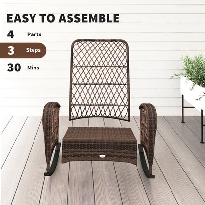 Outdoor Wicker Rattan Rocking Chair Patio Rocker with Thick Cushions for Garden Backyard Porch, Light Green