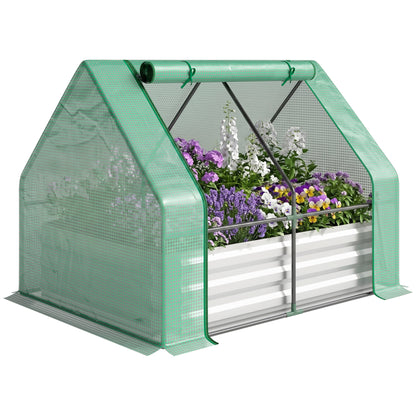 Steel Outdoor Raised Garden Bed with Greenhouse,Cover, Roll Up Door, Dual Use, 50"x37.4"x36.2", Green