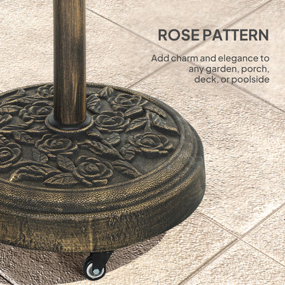 46 lbs Resin Round Patio Umbrella Base, Umbrella Stand with Wheels, Outdoor Umbrella Stand for 1.3"/1.5"/1.9" Umbrella P