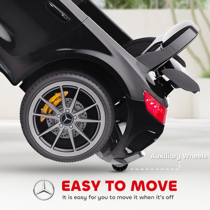 Qaba Mercedes-Benz AMG GTR Licensed 12V Battery Powered Kids Electric Car w/ Remote, Soft Start, Lights, Music Horn, Bla