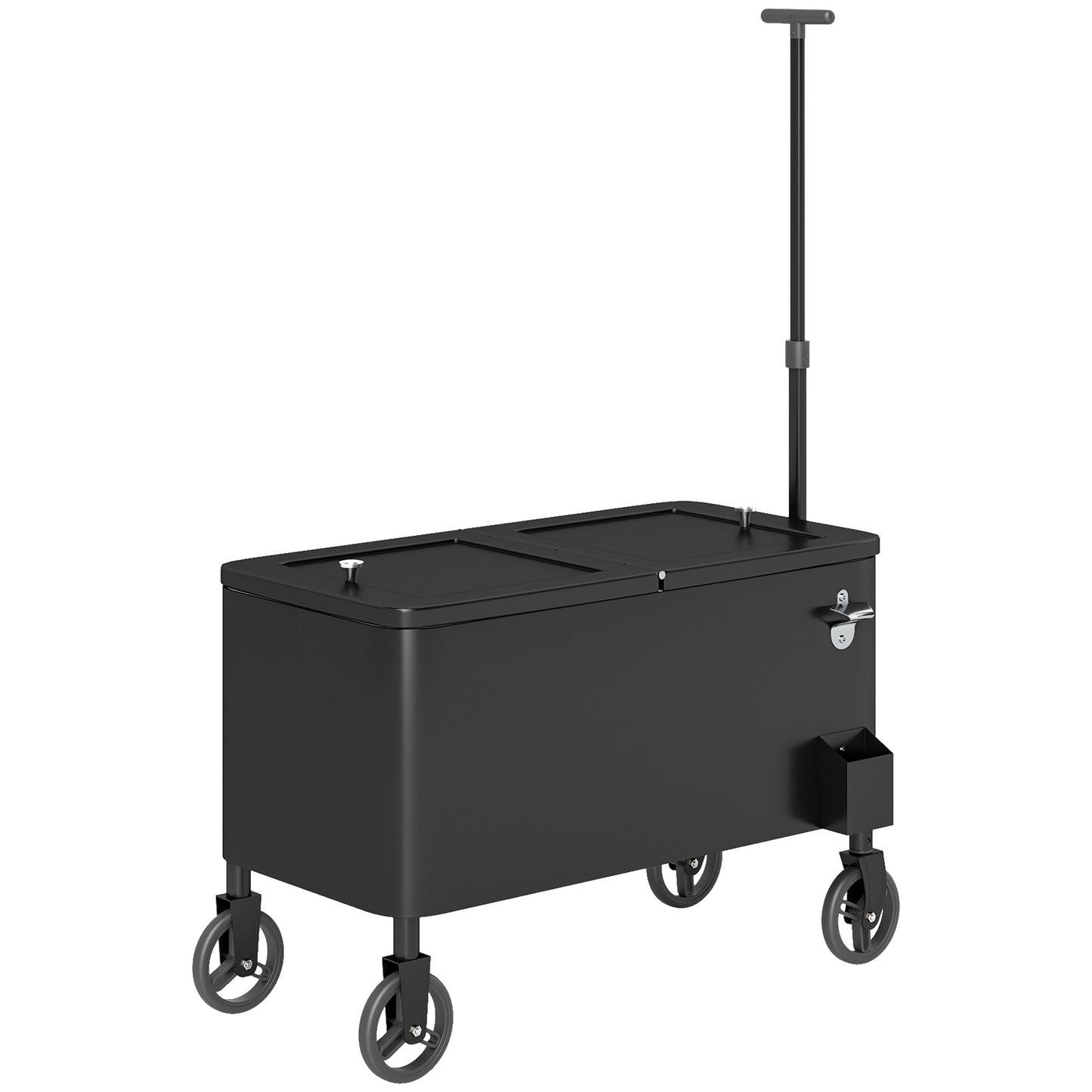 80-Qt Outdoor Patio Cooler Cart, Rolling Ice Chest with Adjustable Handle, Wheels, Bottle Opener, Drainage, Outdoor Beve