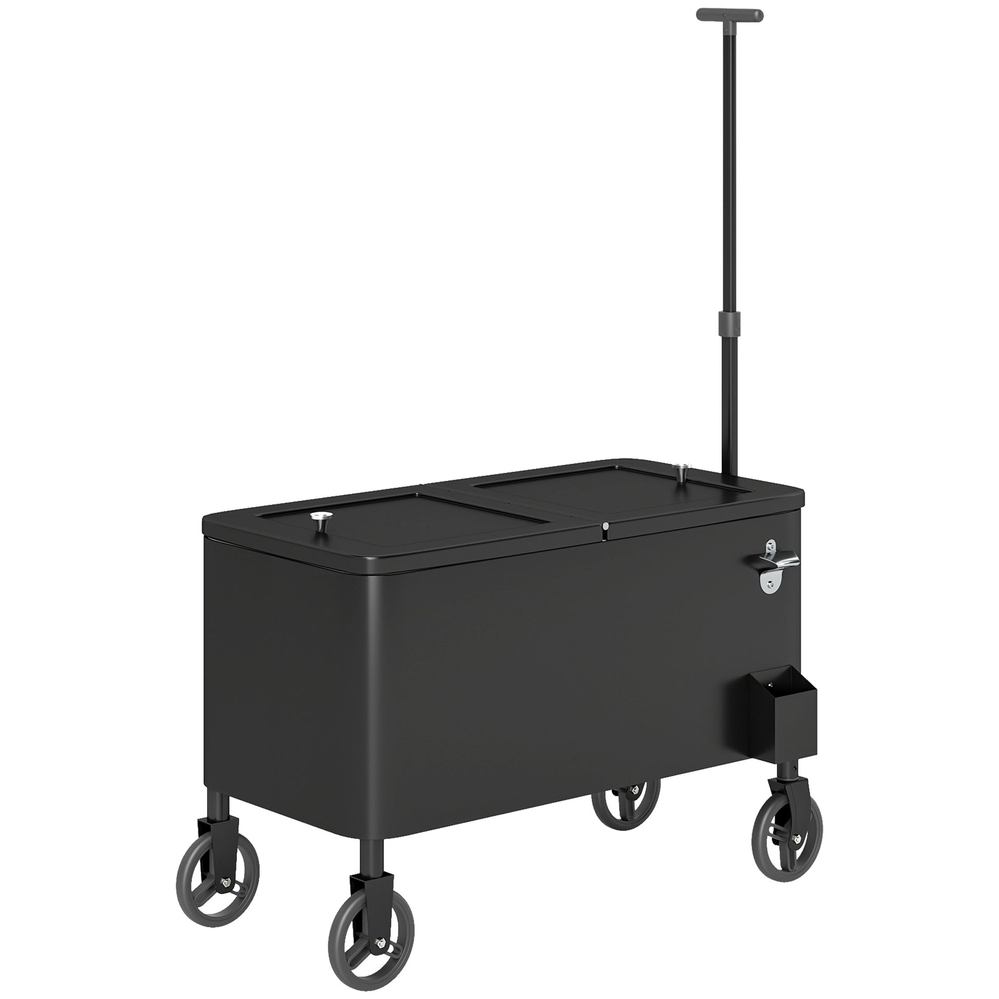 80-Qt Outdoor Patio Cooler Cart, Rolling Ice Chest with Adjustable Handle, Wheels, Bottle Opener, Drainage, Outdoor Beve