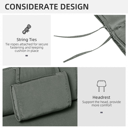 Garden Lounger Chair Cushion Replacement, Deep Seat Patio Cushions with Thick Padded, Headrest, Removable Cover, Cushion