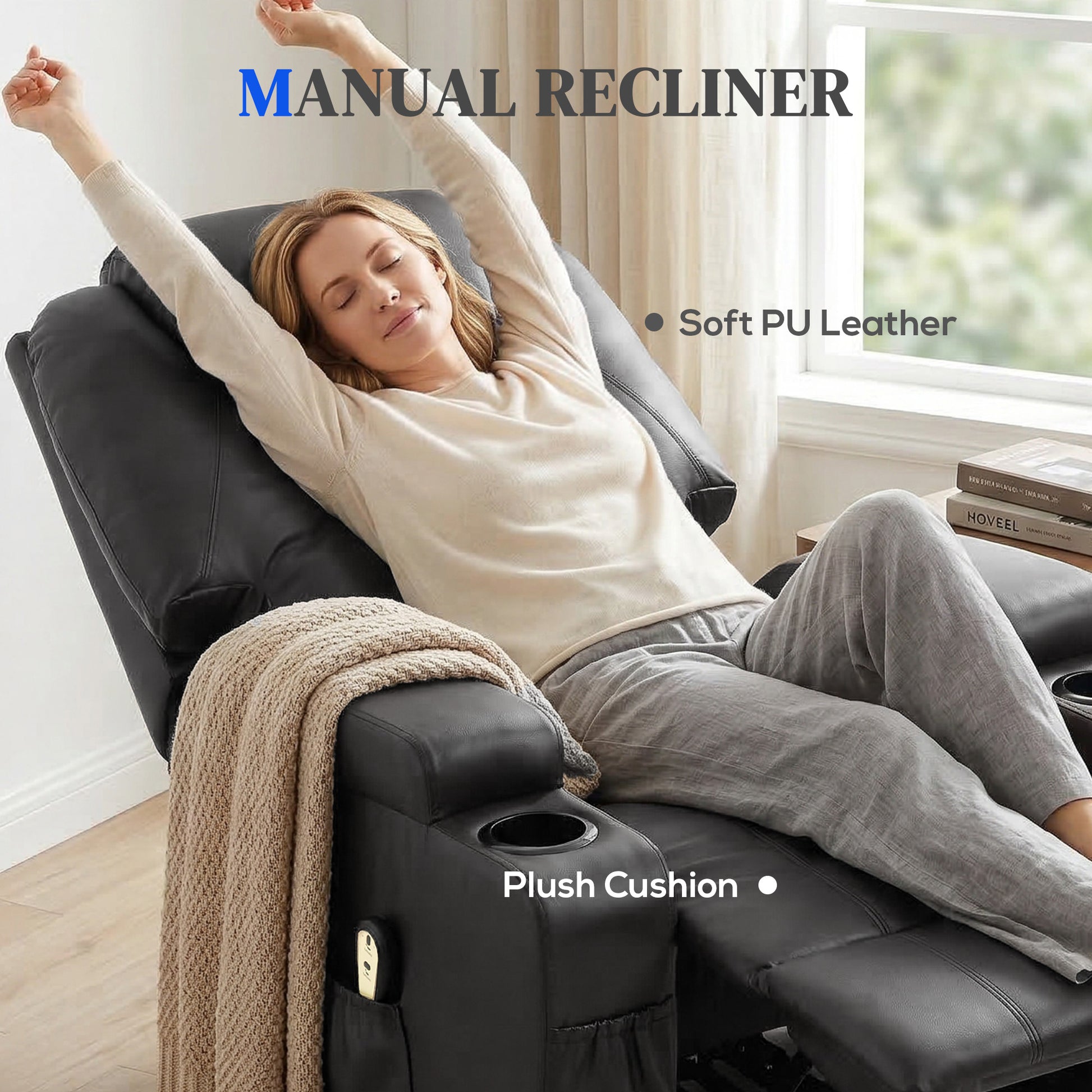Power Lift Recliner Chair for Elderly, PU Leather Lift Chair with Thick and High Back, Footrest, Remote, Side Pockets, C