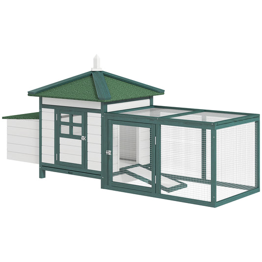 77" Chicken Coop Hen House Rabbit Hutch Poultry Cage Pen Outdoor Backyard with Nesting Box Run Green