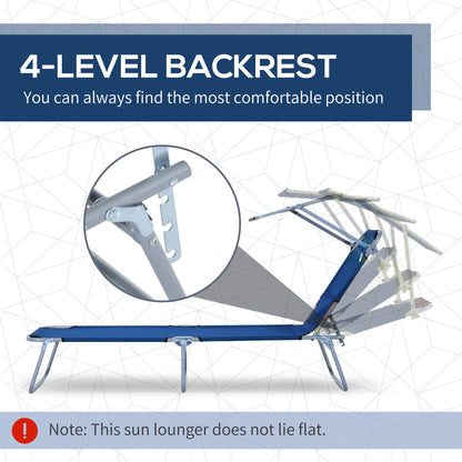 Outdoor Lounge Chair, Adjustable Folding Chaise Lounge,  Tanning Chair with Sun Shade for Beach, Camping, Hiking, Backya