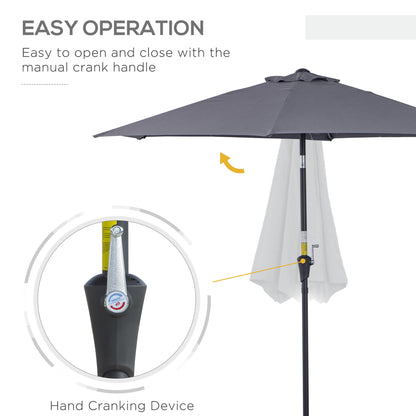 8.5FT Patio Umbrella, Round Garden Parasol with 6 Ribs, Market Sunshade Tilt Canopy w/ Crank Handle for Outdoor, Grey
