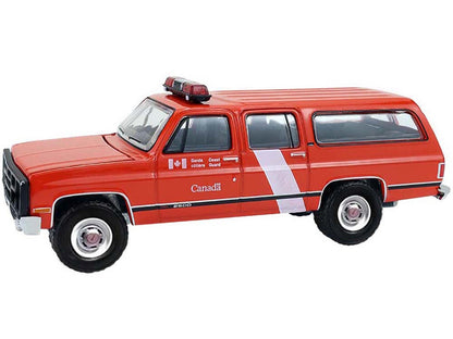 1991 GMC Suburban "Canada Coast Guard" Red with White Stripes "Hot Pursuit - Canada Special Edition" Series 1/64 Diecast Model Car by Greenlight