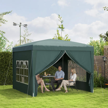 10'x10' Outdoor Pop Up Party Tent Wedding Gazebo Canopy with Carrying Bag (Dark Green)