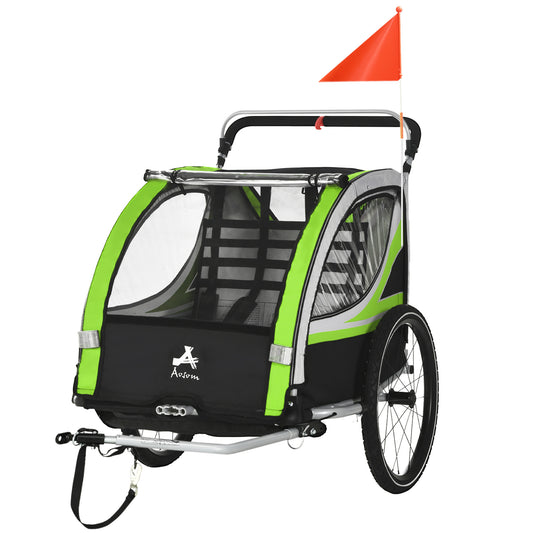VarietyKart 3-in-1 Bike Trailer for Kids, Running Stroller with 2 Seats, Jogging Cart with 5-Point Harness, Storage Unit