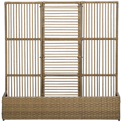 Raised Garden Bed with Lattice Trellis, Rattan Outdoor Planter with Storage for Garden, Patio, Balcony, Sand Brown