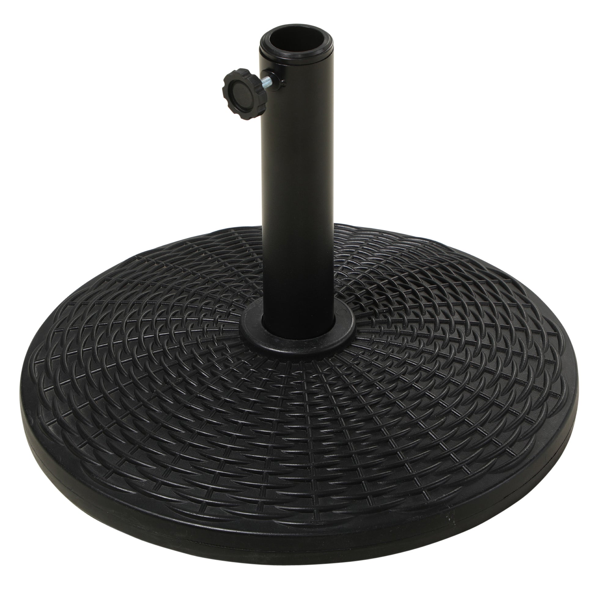 25 lbs Market Umbrella Base Holder 17.5" Round Parasol Stand with Rattan Design for Patio, Outdoor, Backyard, Black