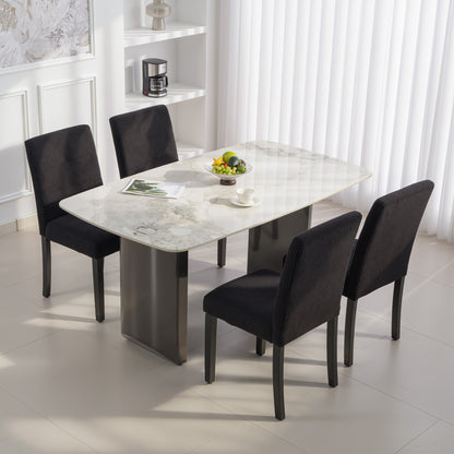 Modern Dining Chairs Set of 4, Kitchen Chairs with Rubberwood Legs and Padded Seat, Black