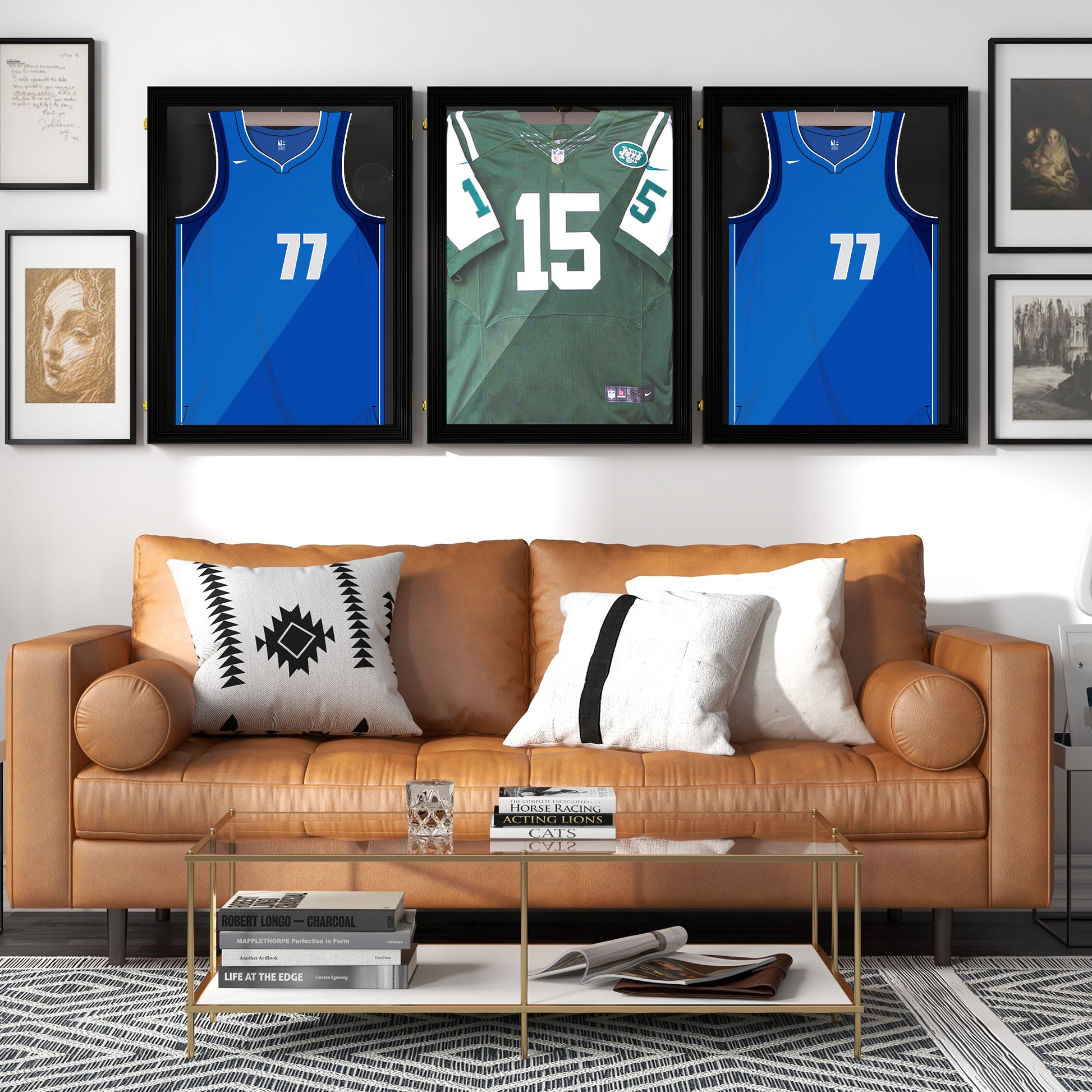 Set of 3 Jersey Display Frame Case, Acrylic Sports Shirt Shadow Box for Basketball Football Baseball, 23.5" x 31.5", Bla