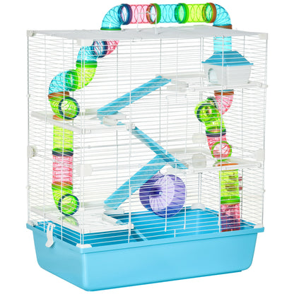 23" Large Hamster Cage, Small Animal House, 5-Level Gerbil Haven, Tunnel Tube System, with Water Bottle, Exercise Wheel,