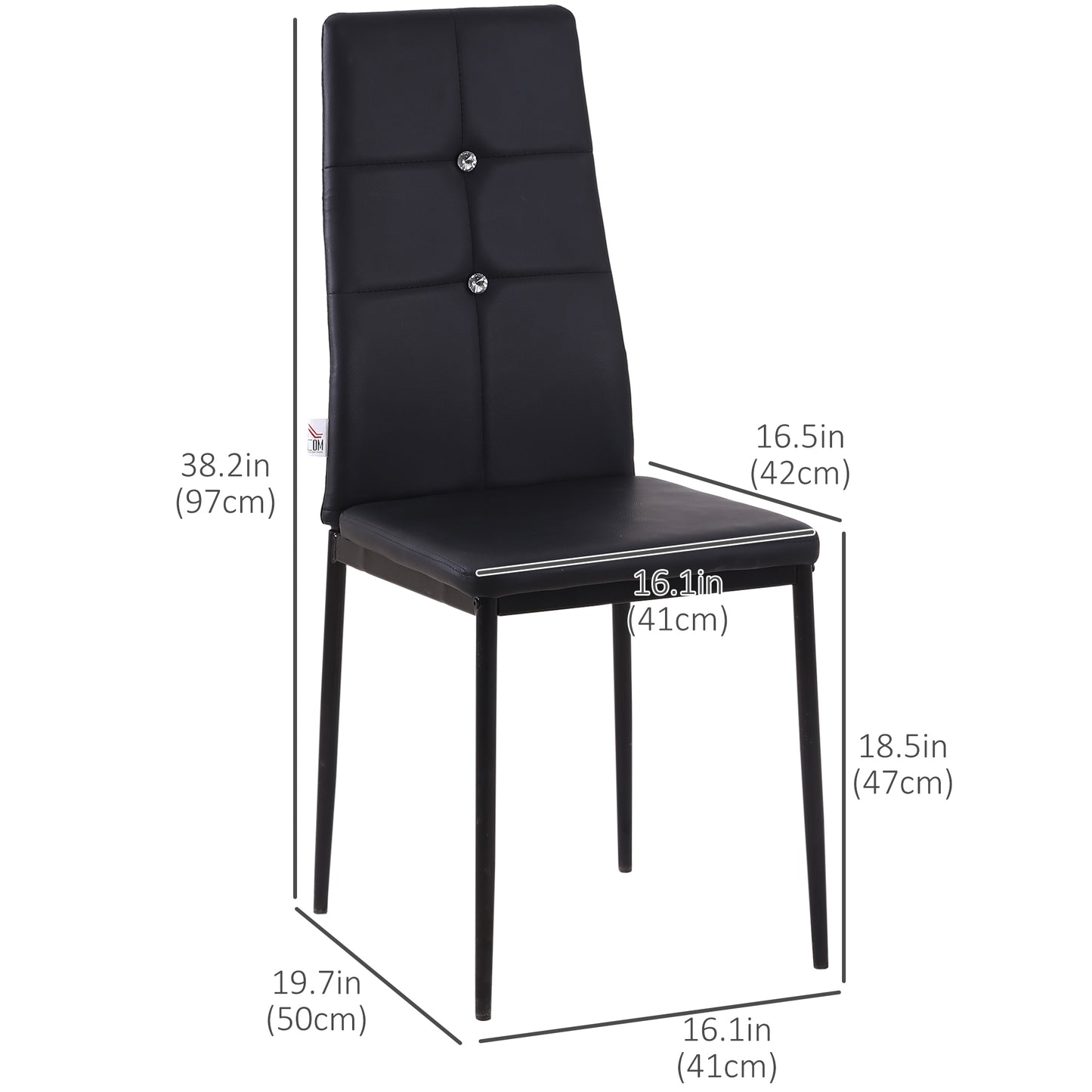 Set of 4 Modern Style Dining Chairs, Button Tufted High Back Side Chairs with Upholstered Seat, Steel Legs for Living Ro