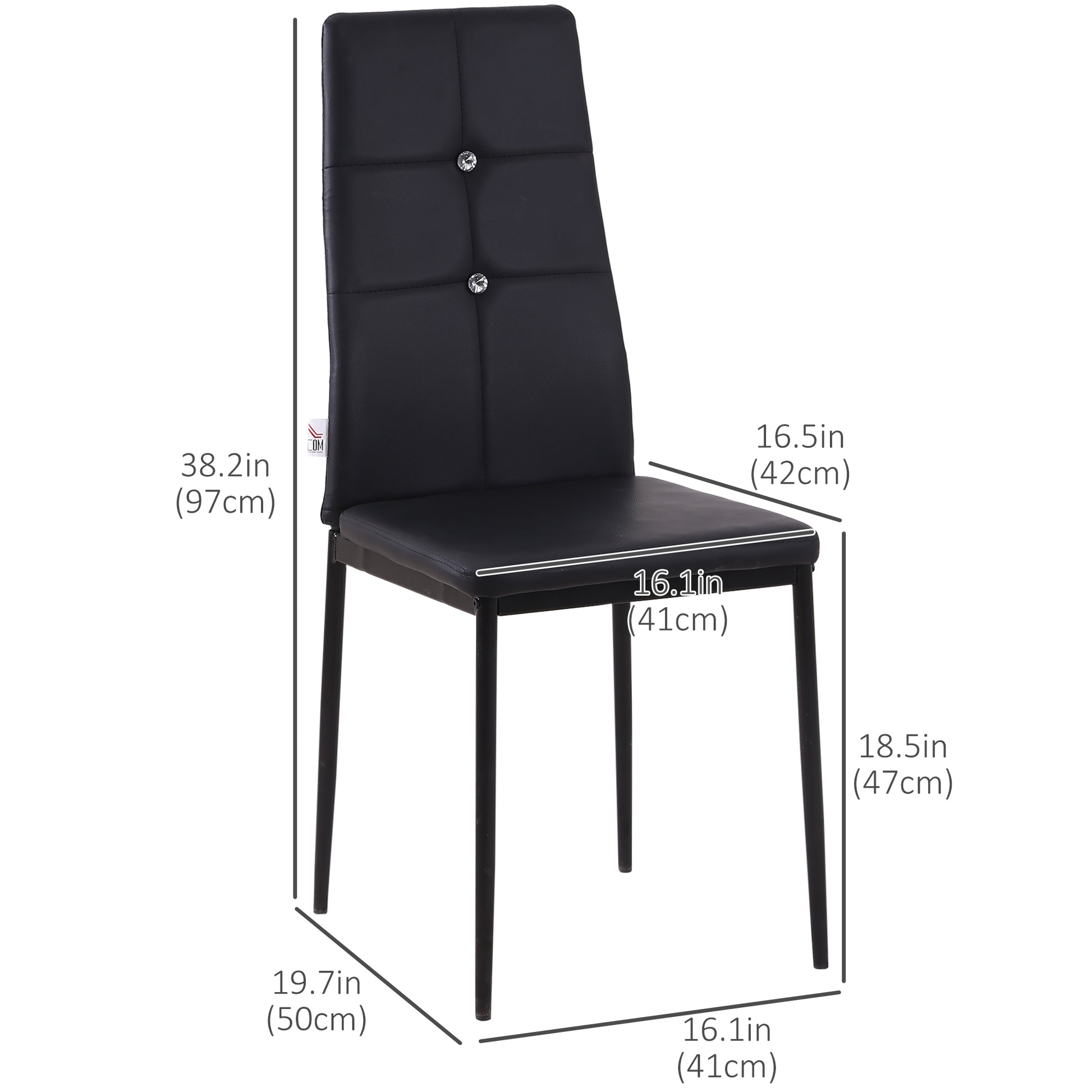 Set of 4 Modern Style Dining Chairs, Button Tufted High Back Side Chairs with Upholstered Seat, Steel Legs for Living Ro