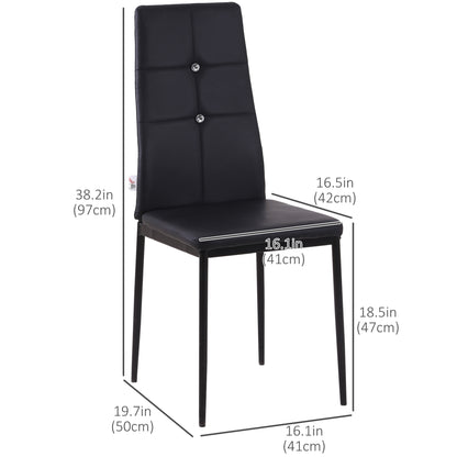 Set of 4 Modern Style Dining Chairs, Button Tufted High Back Side Chairs with Upholstered Seat, Steel Legs for Living Ro