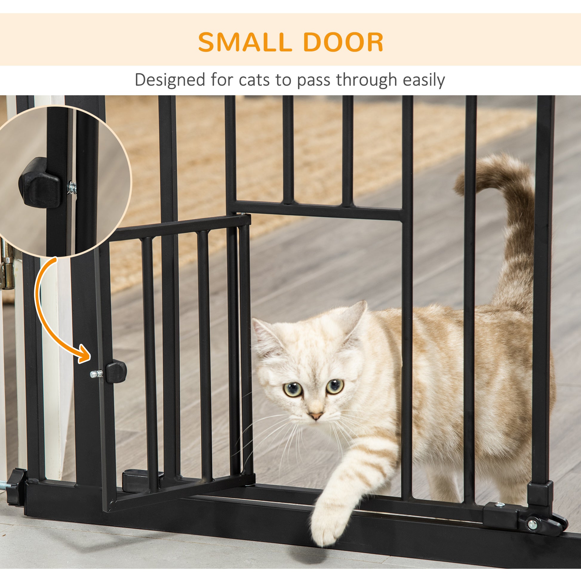 41" Easy Open Indoor Dog Gates for Doorways, House, Stair - Black
