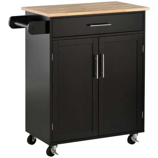 Rolling Kitchen Island Cart with Wood Top, Enough Storage Drawer Space with Towel Bar Rack Shelves, Portable Kitchen Uti