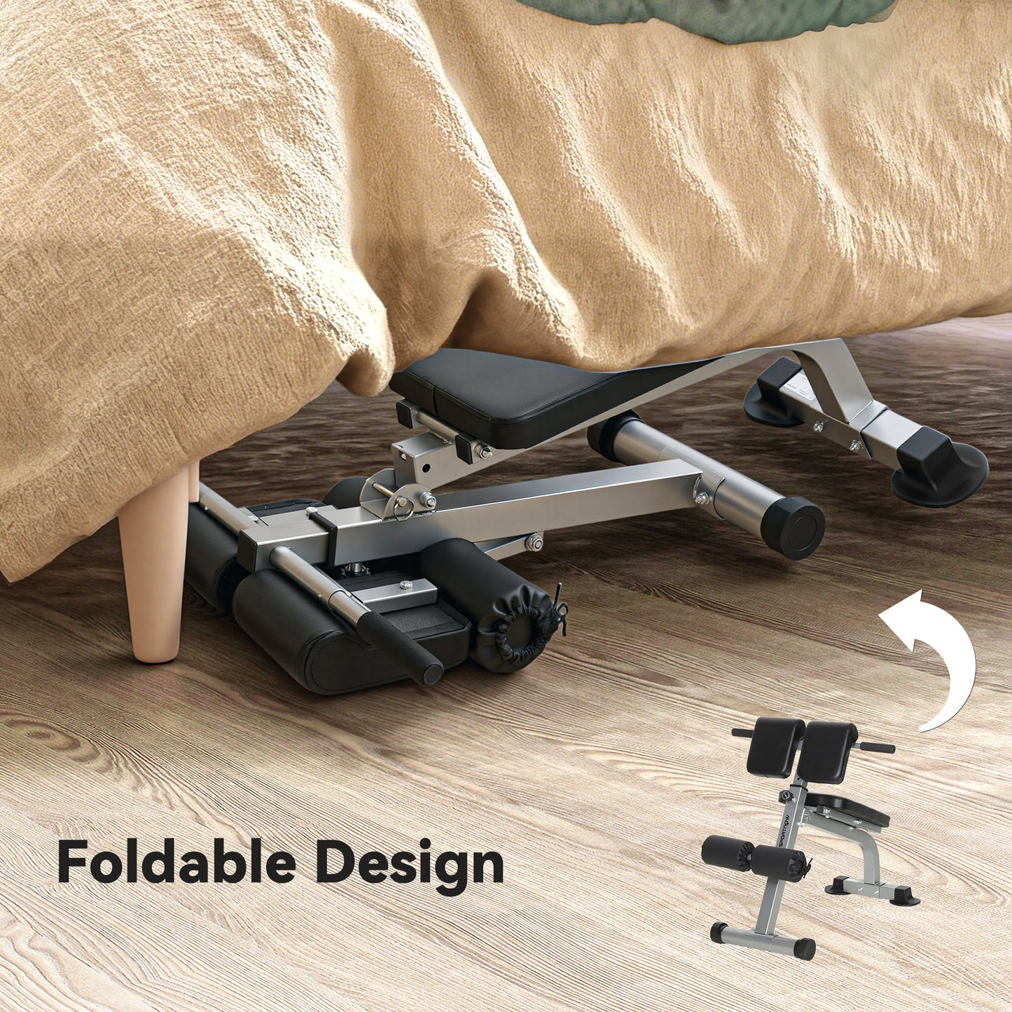 Soozier Roman Chair Back Extension Machine, Height Adjustable Hyperextension Bench, 38" x 26.8" x 27.2–43.3", Silver Ton