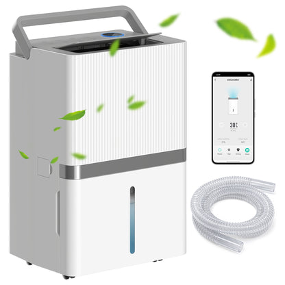 100 Pint Smart Dehumidifier, 5,200 Sq. Ft., WiFi Large Dehumidifier with App, Alexa, Google Voice Control, Drain Hose