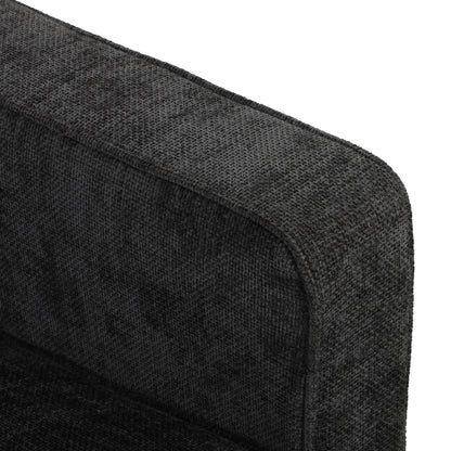3 Seater Sofa Upholstered with Padded Cushion Modern Button Tufted Couch with Wood Legs, Dark Grey