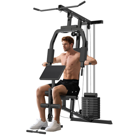 Soozier Multifunction Home Power Exercise Gym System Weight Training Exercise Workout Station Fitness Strength Machine f