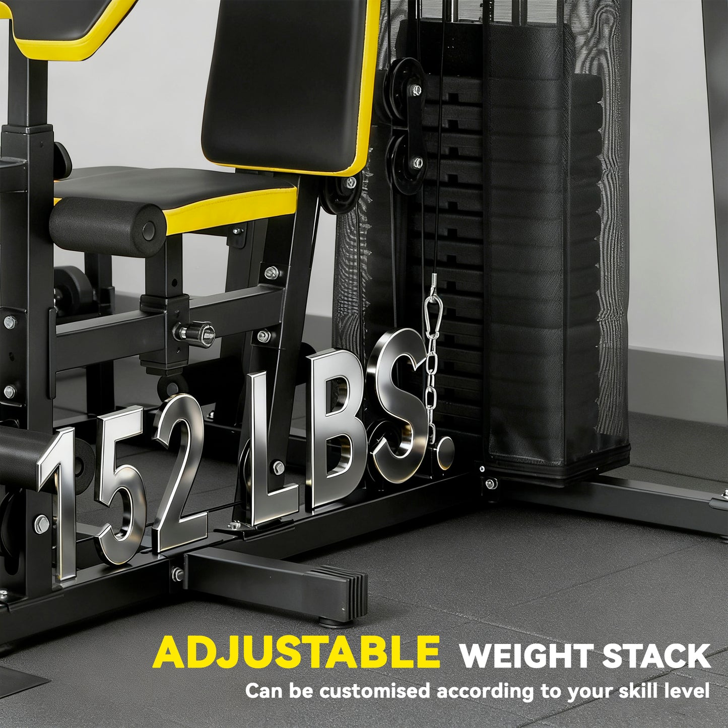 Soozier Multifunction Power Tower for Back, Chest, Arms & Leg Workouts All-in-One Home Gym with Weight Stack and Pulley 