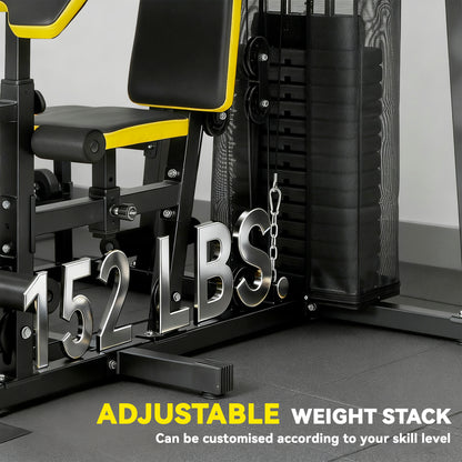 Soozier Multifunction Power Tower for Back, Chest, Arms & Leg Workouts All-in-One Home Gym with Weight Stack and Pulley 