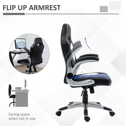 Racing Gaming Chair PU Leather Office Chair Executive Computer Desk Chair with Adjustable Height, Flip Up Armrest, Swive