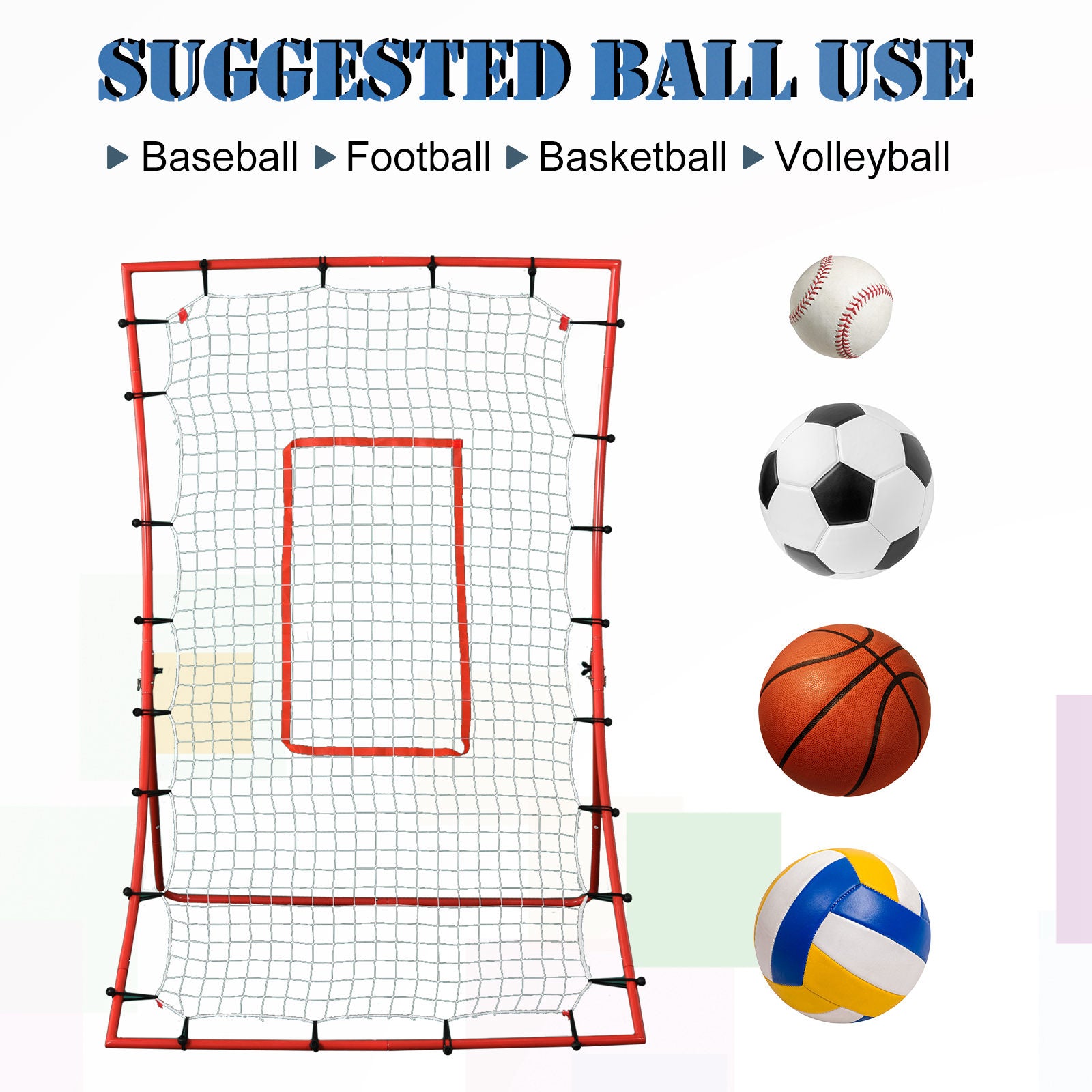 Soozier Pitch Back 5 Angles Adjustable Rebounder Net Goal Pitching and Throwing Practice Partner, Baseball/Soccer/Footba