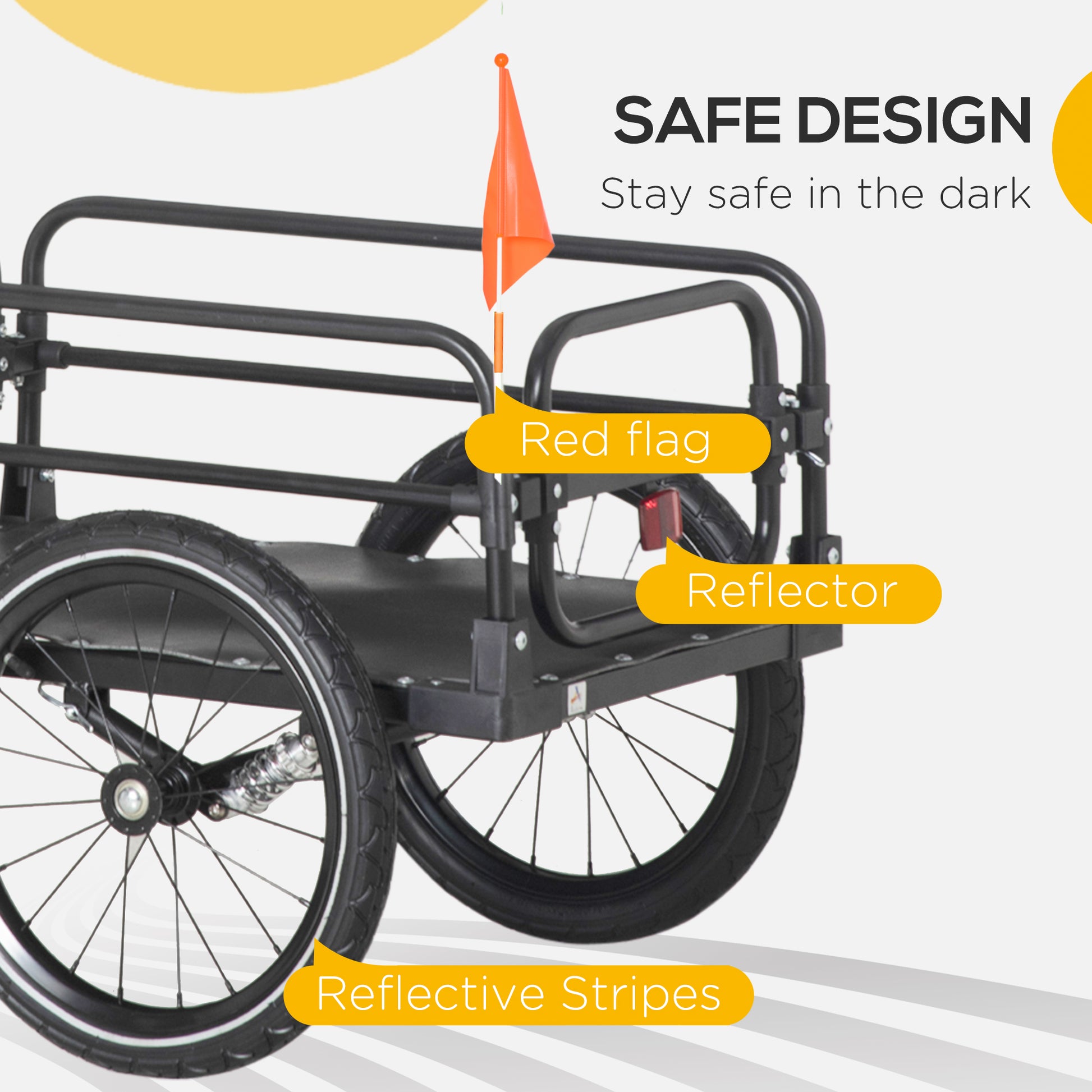 VarietyKart Bike Trailer, Bicycle Cargo Carrier with Suspension, Triple Safety Features, 16" Wheels, Hitch, Steel Frame,