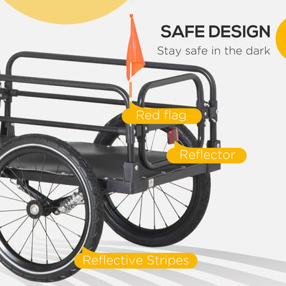 VarietyKart Bike Trailer, Bicycle Cargo Carrier with Suspension, Triple Safety Features, 16" Wheels, Hitch, Steel Frame,
