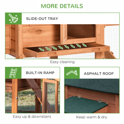 69" Chicken Coop Wooden Hen House Rabbit Hutch Poultry Cage Pen Outdoor Backyard with Outdoor Run Resting Nesting Box Re