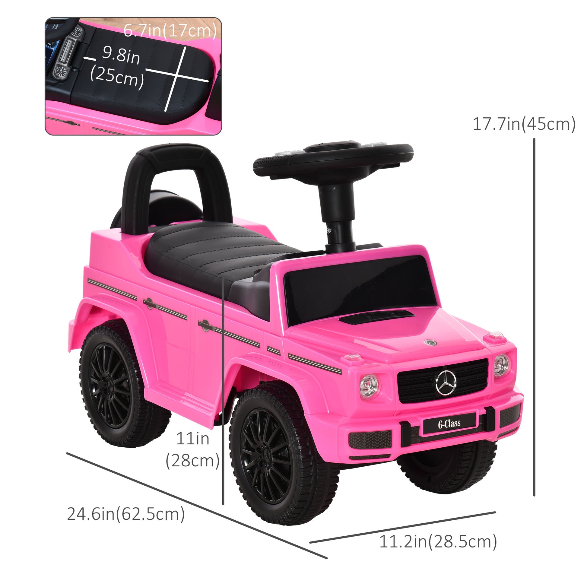 VarietyKart Compatible Baby Toddler Push Car Foot-to-Floor Ride-On Wheel Mercedes-Benz G350 Licensed Pink