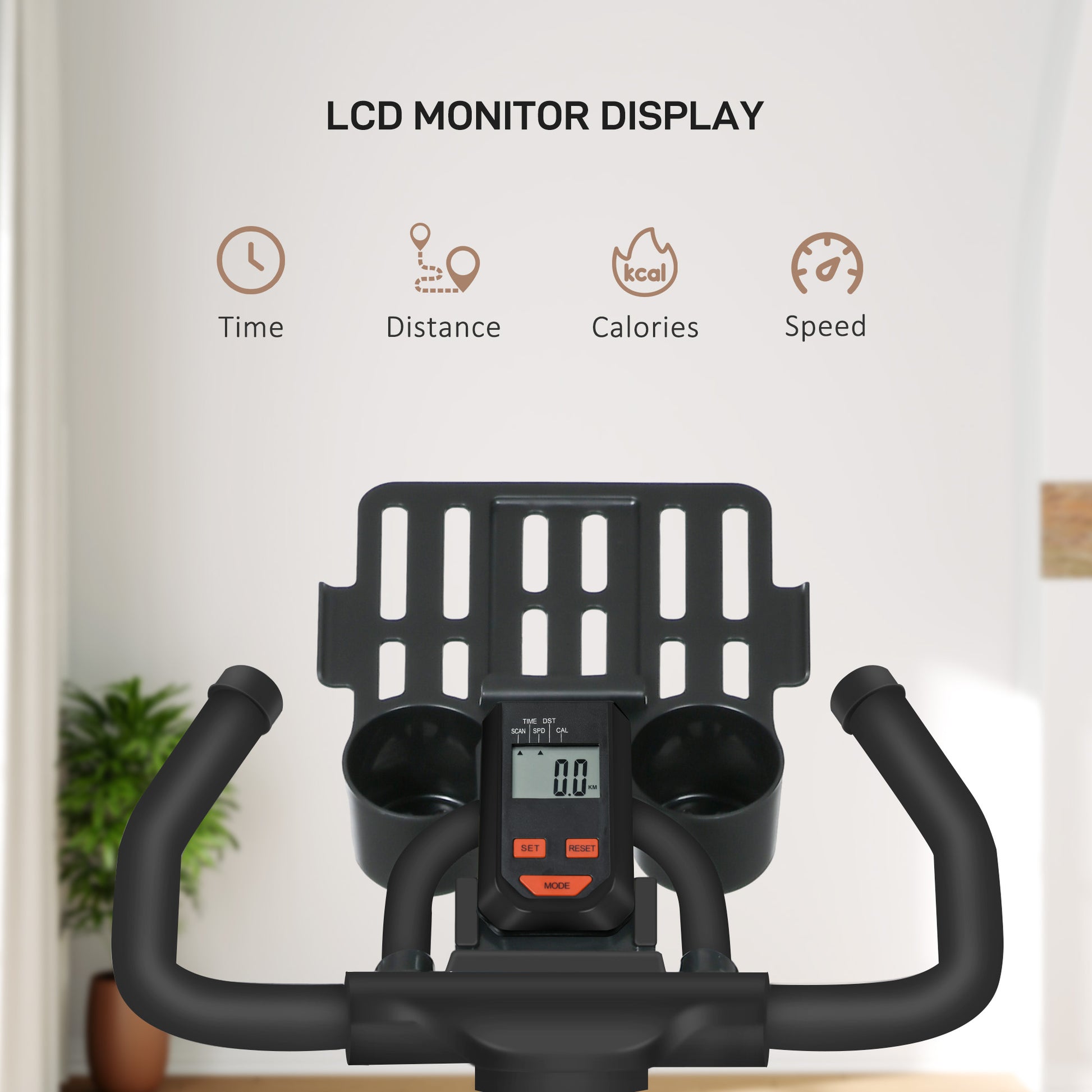 Soozier Adjustable Upright Stationary Exercise Bike w/ LCD Display, Indoor Cycling Bike for Home w/ Adjustable Resistanc