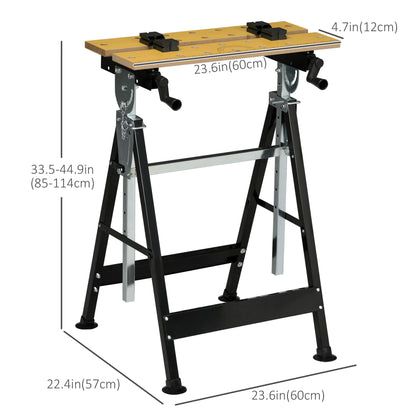 Portable Work Bench, Workshop Tool Stand with 6-Level Height Adjustable Work Table, Carpenter Saw Table with 4 Clamps, S