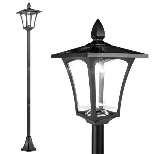 63" Single Solar Lamp Post, 40 Lumens Garden Solar-Powered LED Streetlight Style Outdoor Light Waterproof 5-6 Hours with