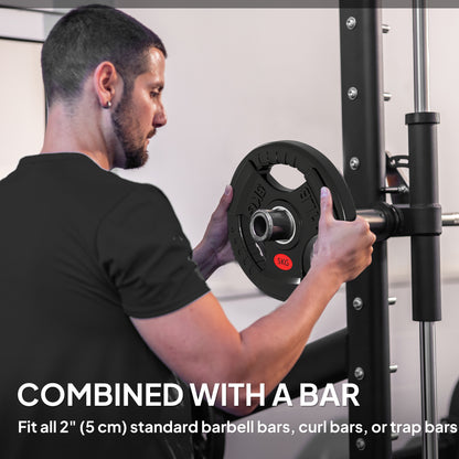 Soozier Weight Plates Set, 2-Inch Barbell Weights Set w/Tri-Grips for Home Gym Weightlifting and Strength Training, 2 x 