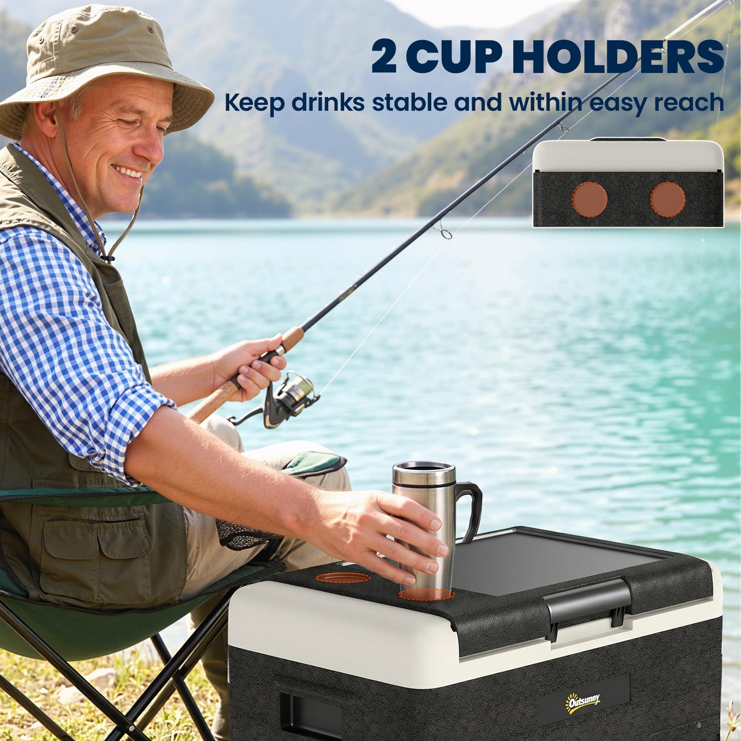 12 Volt Car Refrigerator, 53QT Car Fridge Electric Cooler, 12/24V DC and 100-240V AC, -4-68 ℉, Portable Refrigerator