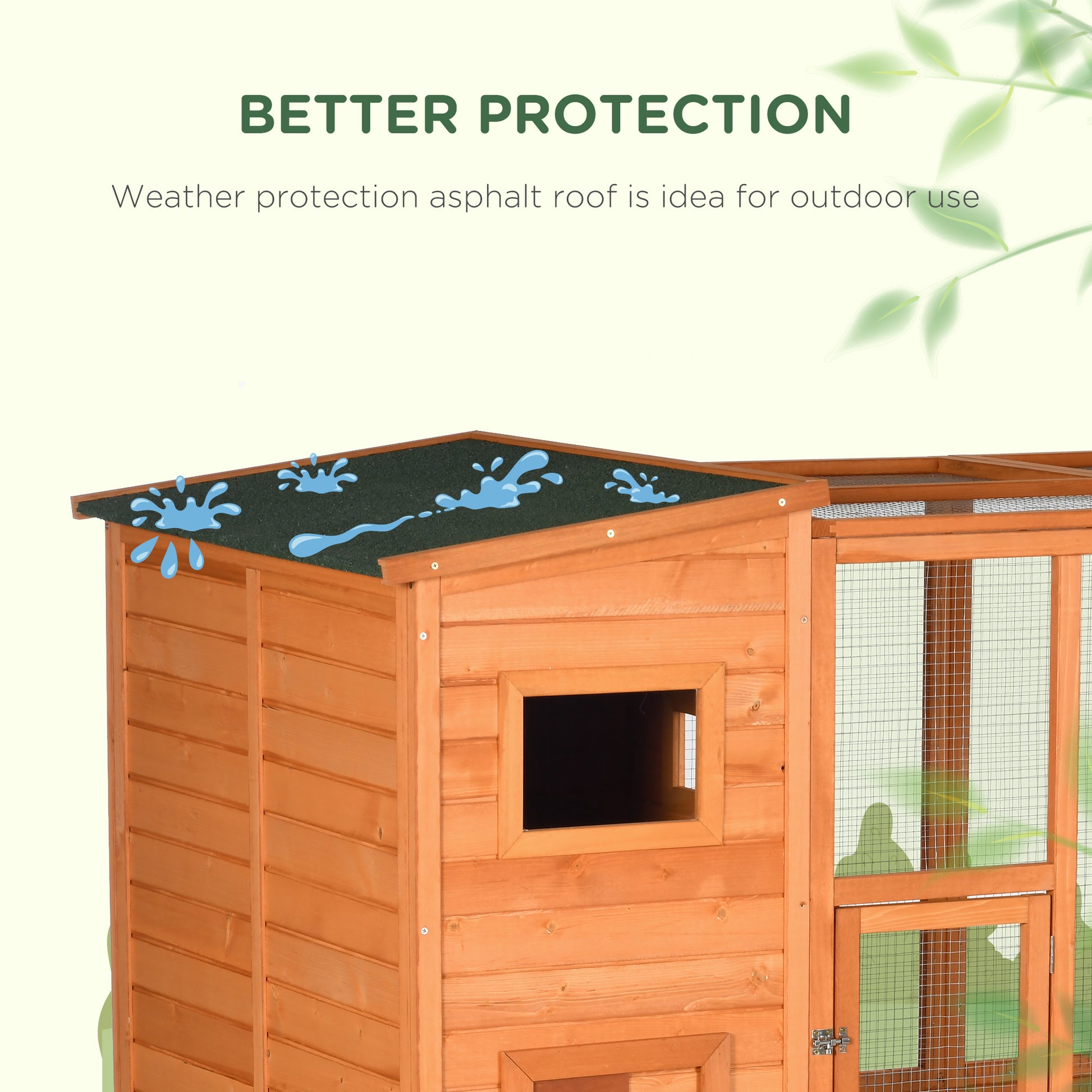 68.75" H Cat Cage Large Wooden Outdoor Cat House with Large Run for Play, Catio for Lounging, and Condo Area for Sleepin