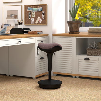 Backless Wobble Stool Chair, Standing Desk Chair, Adjustable Learning Stool for Office Desks, with Rocking Motion, Brown