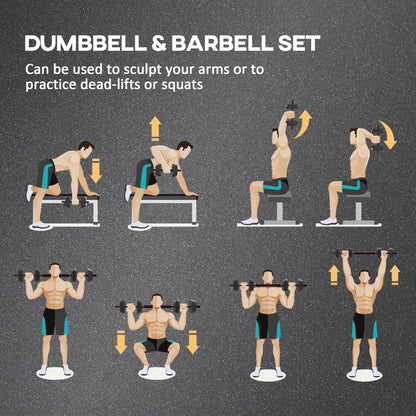 Soozier 33lbs 2-in-1 Adjustable Dumbbells Weight Set, Dumbbell Hand Weights Barbell for Body Fitness, Lifting Training f