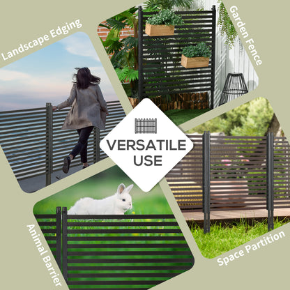 4 FT Outdoor Privacy Screen with 2 Standing Ways for Hard & Soft Ground, Decorative Outdoor Divider, Metal Animal Barrie