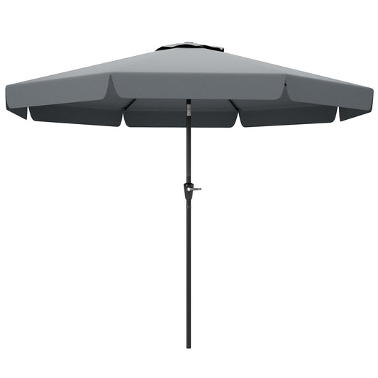 8.5 ft Outdoor Market Table Umbrella, Round Patio Umbrella with Tilt and Crank for Garden, Backyard, Deck, Dark Grey