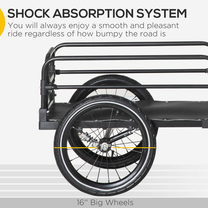 VarietyKart Bike Trailer, Bicycle Cargo Carrier with Suspension, Triple Safety Features, 16" Wheels, Hitch, Steel Frame,
