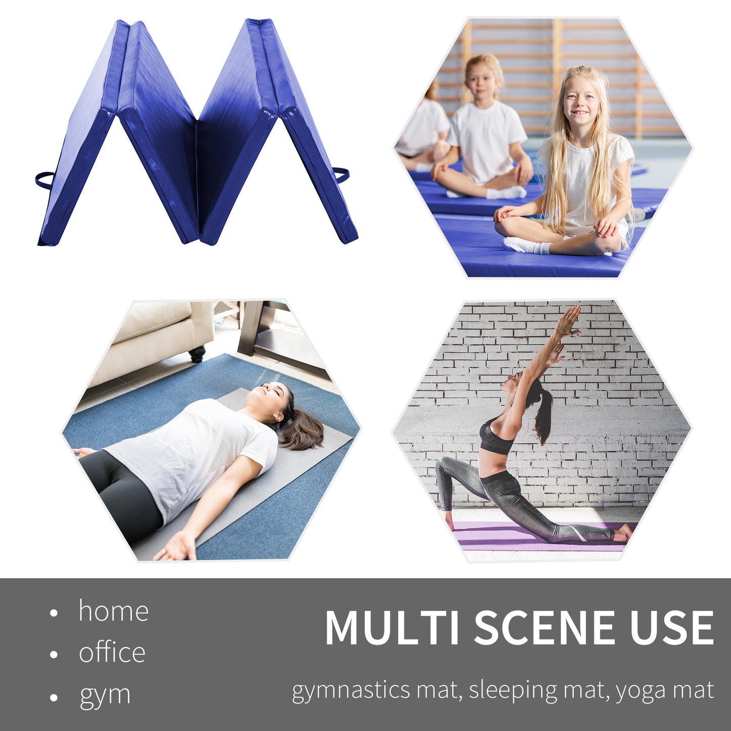 Soozier 4'x6'x2'' Folding Gymnastics Tumbling Mat, Exercise Mat  with Carrying Handles for Yoga, MMA, Martial Arts, Stre