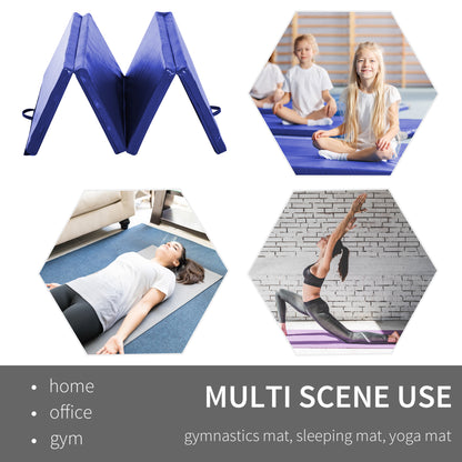 Soozier 4'x6'x2'' Folding Gymnastics Tumbling Mat, Exercise Mat  with Carrying Handles for Yoga, MMA, Martial Arts, Stre